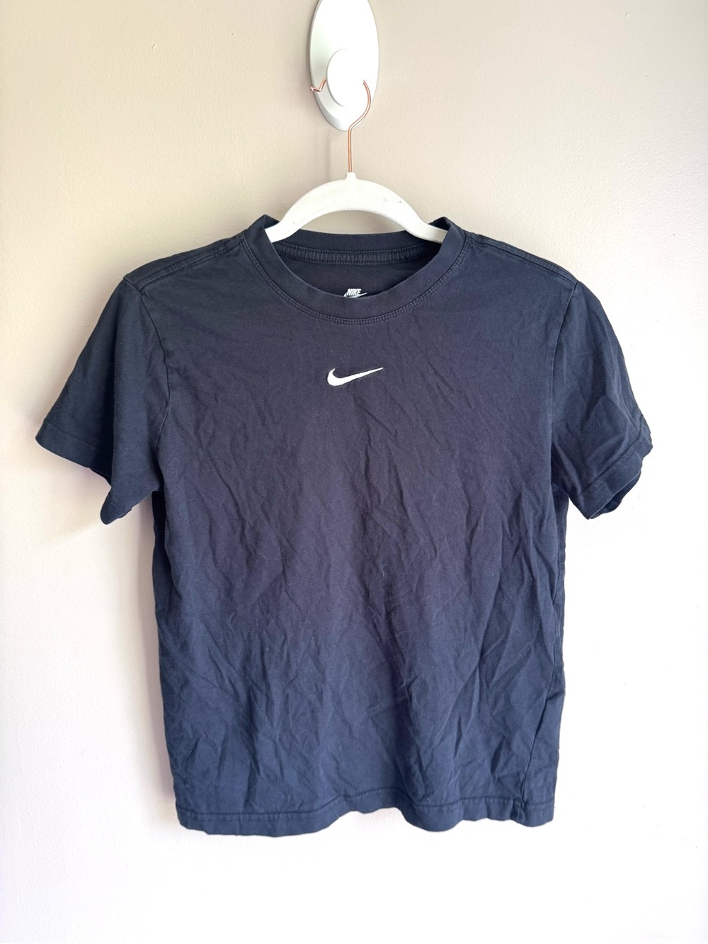 Girl's The Nike Tee Black White Embroidered Swoosh Loose Fit T-Shirt L - Picture 2 of 7
